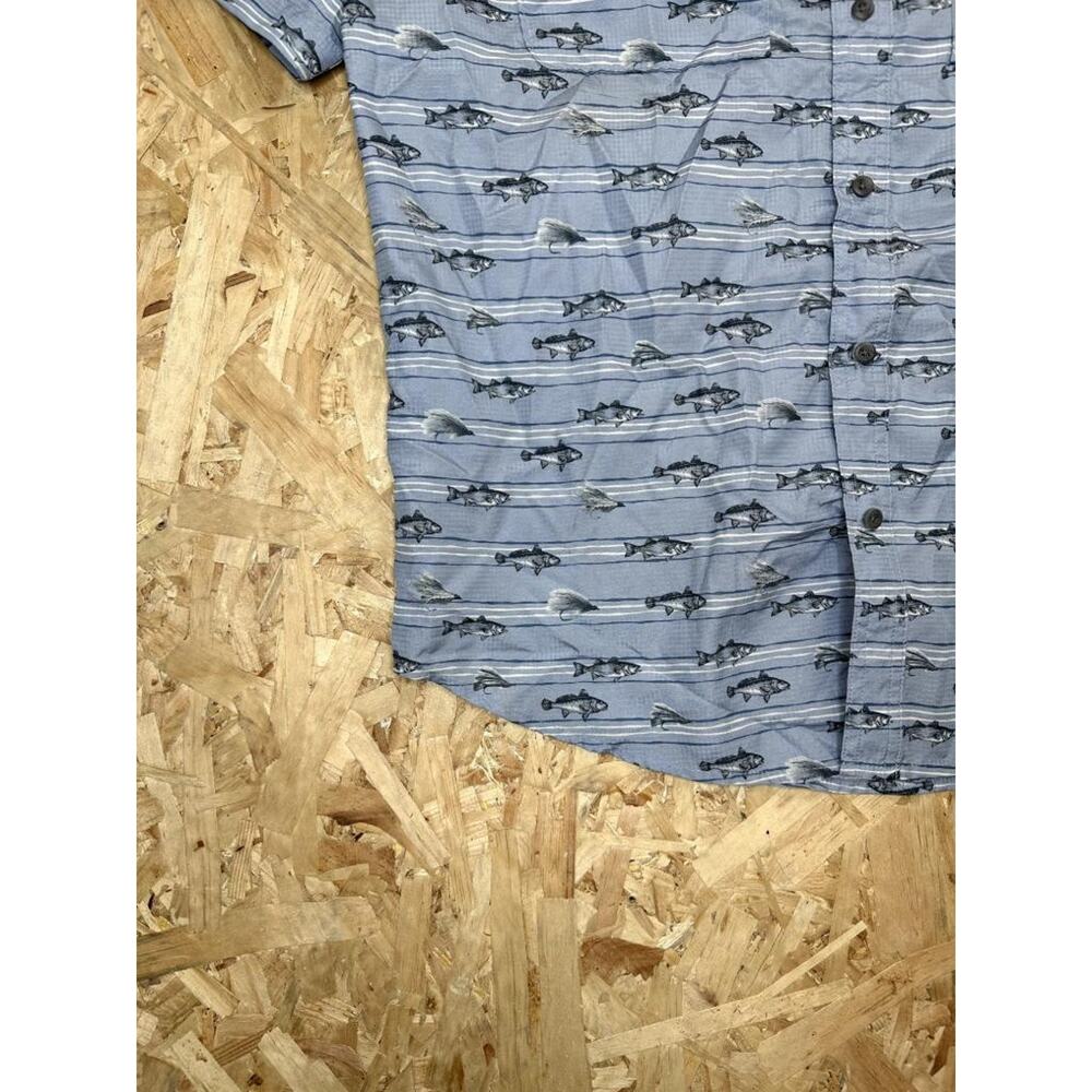 The American Outdoorsman Fishing Shirt Mens Large Blue Fish Print Short Sleeve - Picture 2 of 14